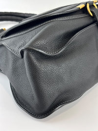 Medium Marcie Satchel Black Grained Leather