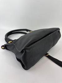 Medium Marcie Satchel Black Grained Leather