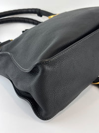 Medium Marcie Satchel Black Grained Leather