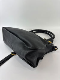 Medium Marcie Satchel Black Grained Leather