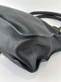 Medium Marcie Satchel Black Grained Leather