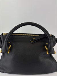 Medium Marcie Satchel Black Grained Leather