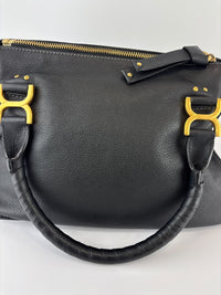 Medium Marcie Satchel Black Grained Leather