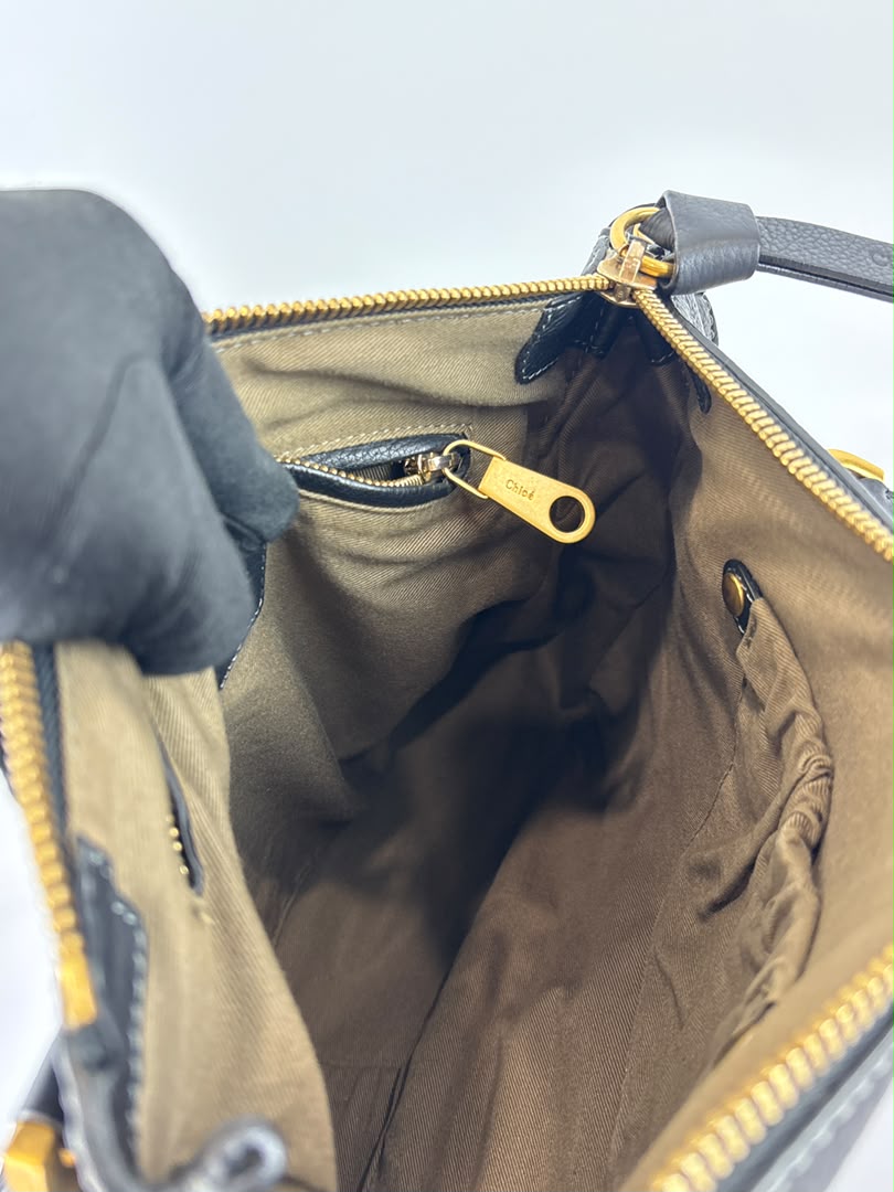 Medium Marcie Satchel Black Grained Leather