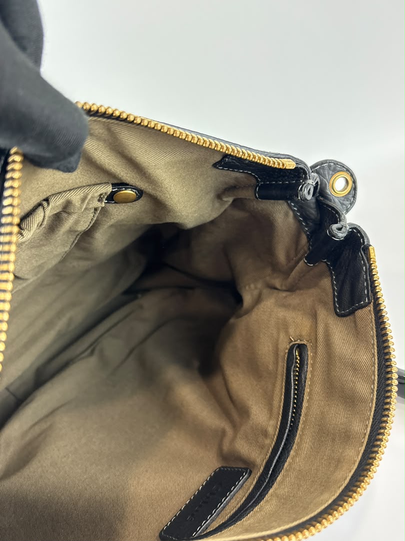 Medium Marcie Satchel Black Grained Leather