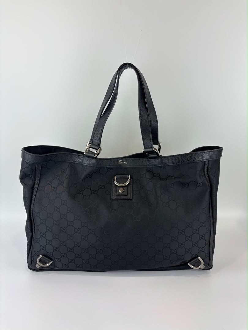 293580 Abbey Large D-Ring Tote GG Canvas Black