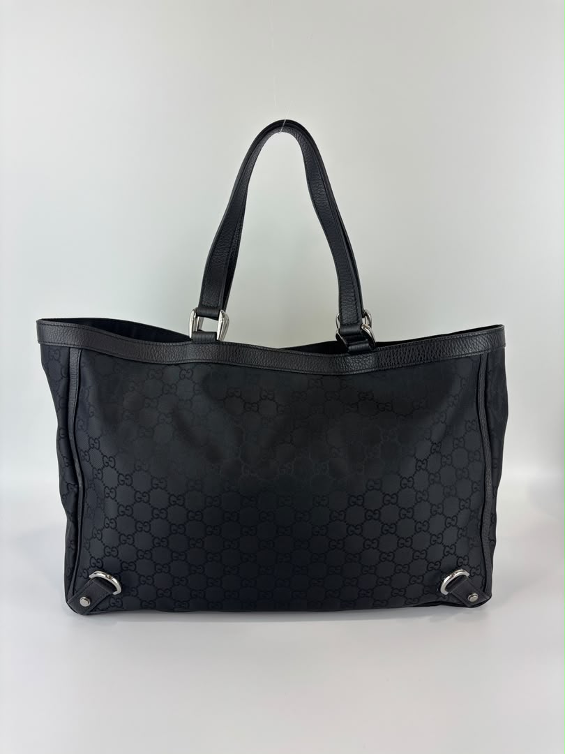 293580 Abbey Large D-Ring Tote GG Canvas Black