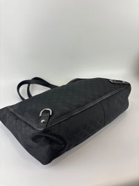293580 Abbey Large D-Ring Tote GG Canvas Black
