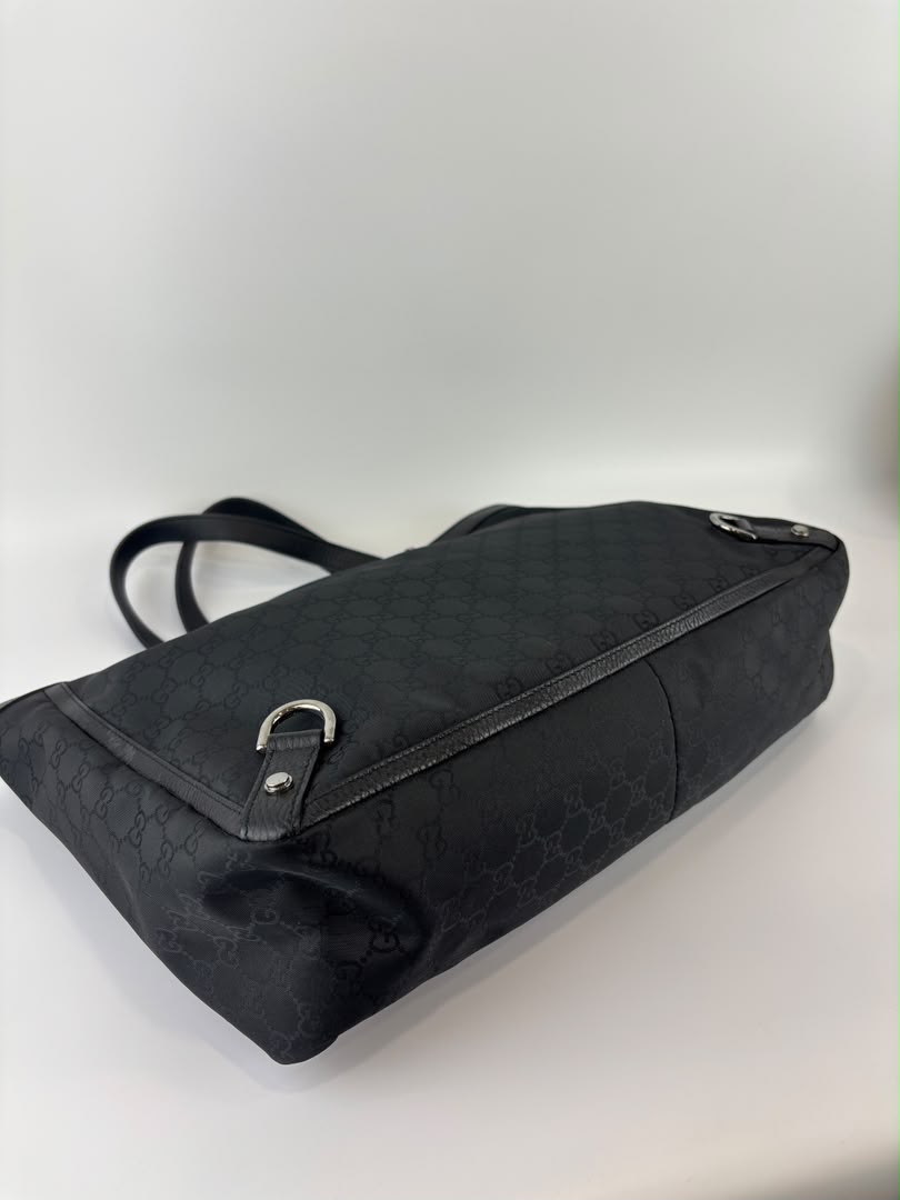 293580 Abbey Large D-Ring Tote GG Canvas Black