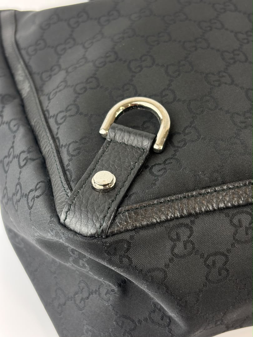 293580 Abbey Large D-Ring Tote GG Canvas Black