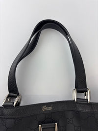 293580 Abbey Large D-Ring Tote GG Canvas Black