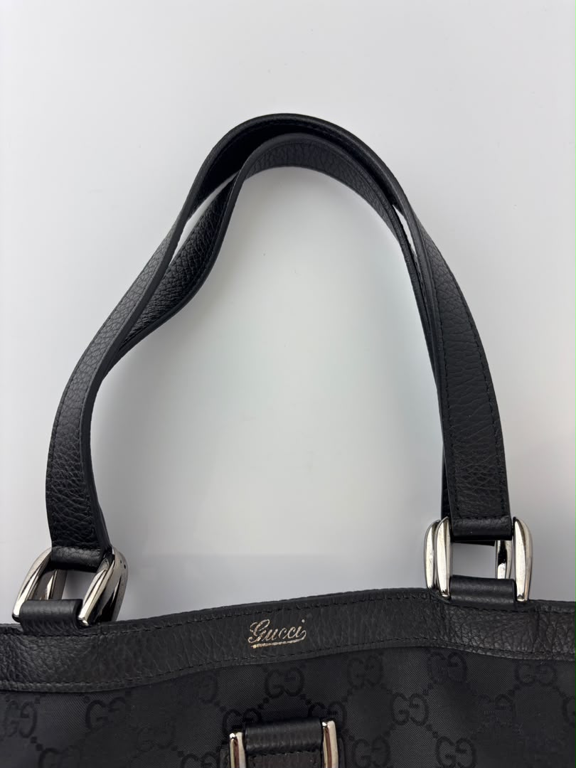 293580 Abbey Large D-Ring Tote GG Canvas Black