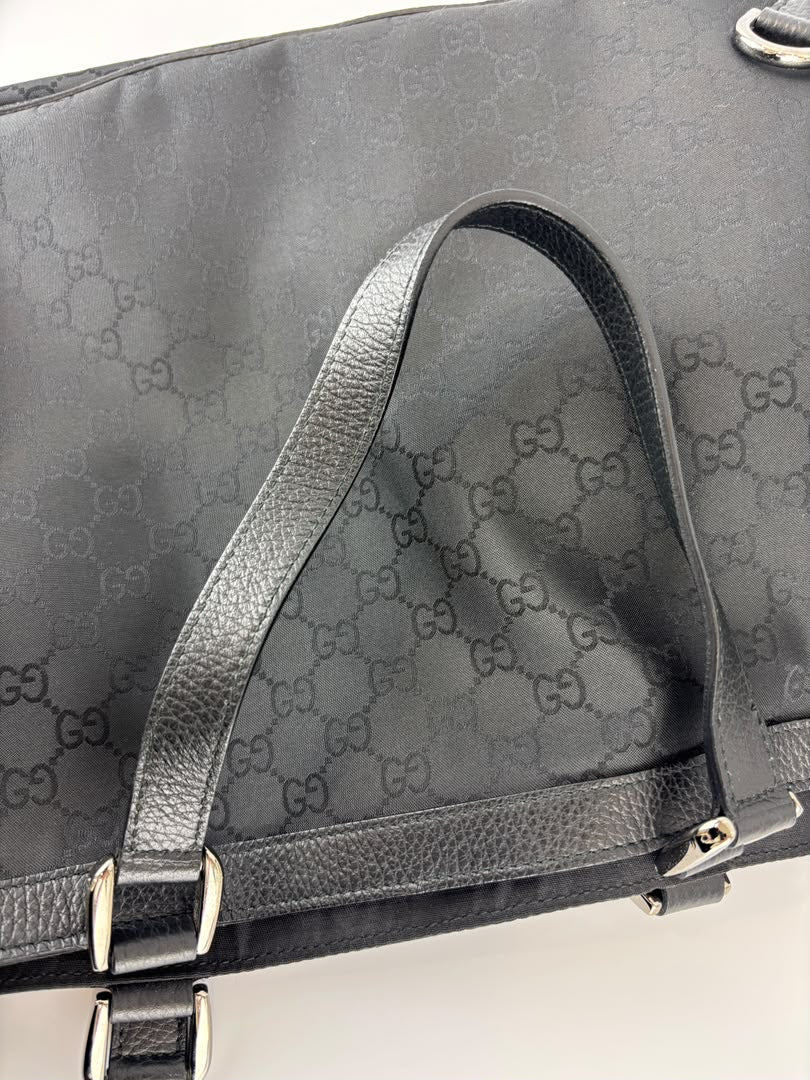 293580 Abbey Large D-Ring Tote GG Canvas Black