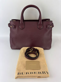 Medium Banner Tote Burgundy Pebbled Leather House Check