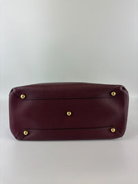 Medium Banner Tote Burgundy Pebbled Leather House Check