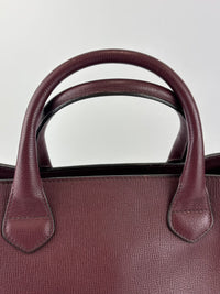 Medium Banner Tote Burgundy Pebbled Leather House Check