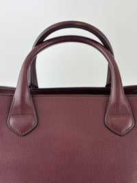 Medium Banner Tote Burgundy Pebbled Leather House Check