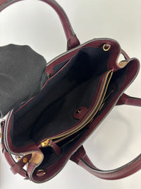 Medium Banner Tote Burgundy Pebbled Leather House Check