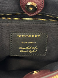 Medium Banner Tote Burgundy Pebbled Leather House Check