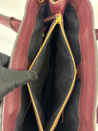 Medium Banner Tote Burgundy Pebbled Leather House Check
