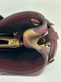 Medium Banner Tote Burgundy Pebbled Leather House Check