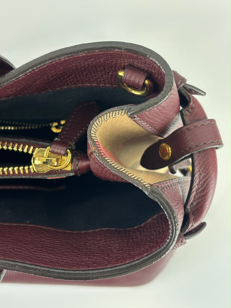 Medium Banner Tote Burgundy Pebbled Leather House Check