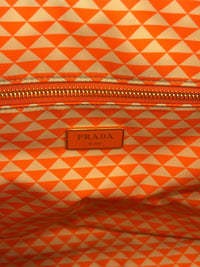 1BG552 Re-Nylon Saffiano Triangolo Symbole Shopping Tote Orange