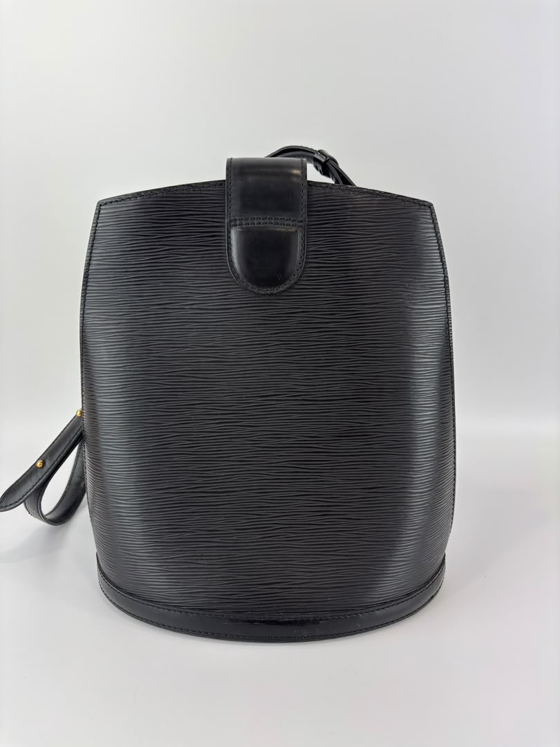 Vintage Cluny Bucket Bag Black Epi Leather