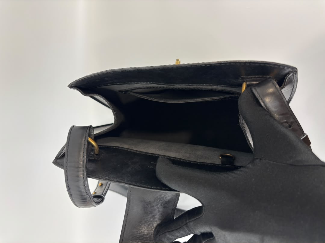 Vintage Cluny Bucket Bag Black Epi Leather