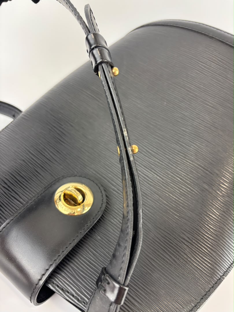 Vintage Cluny Bucket Bag Black Epi Leather