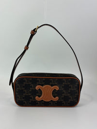 Triomphe Canvas Mini Camera Shoulder Bag Tan