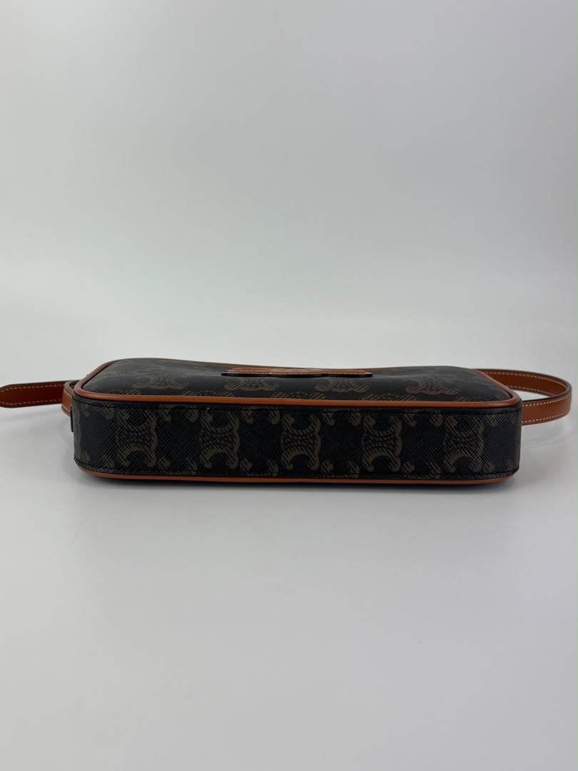 Triomphe Canvas Mini Camera Shoulder Bag Tan
