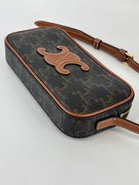 Triomphe Canvas Mini Camera Shoulder Bag Tan