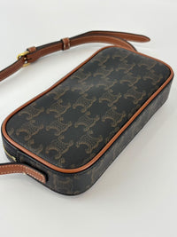 Triomphe Canvas Mini Camera Shoulder Bag Tan