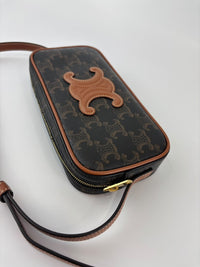 Triomphe Canvas Mini Camera Shoulder Bag Tan