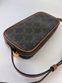 Triomphe Canvas Mini Camera Shoulder Bag Tan