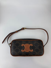 Triomphe Canvas Mini Camera Shoulder Bag Tan