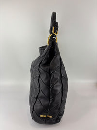 Quilted Chevron Hobo Bag Black Leather