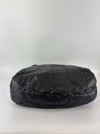 Quilted Chevron Hobo Bag Black Leather