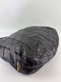 Quilted Chevron Hobo Bag Black Leather