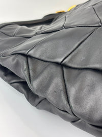 Quilted Chevron Hobo Bag Black Leather