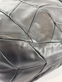 Quilted Chevron Hobo Bag Black Leather
