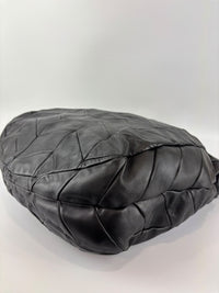 Quilted Chevron Hobo Bag Black Leather