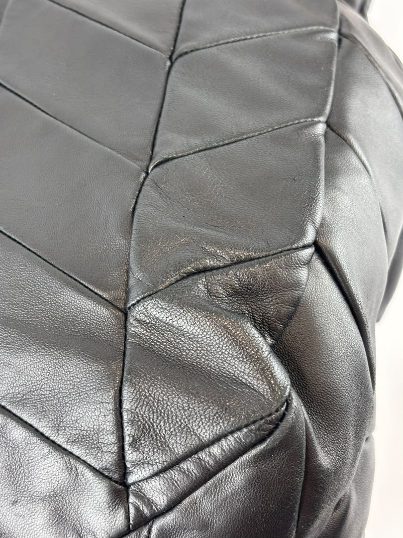 Quilted Chevron Hobo Bag Black Leather