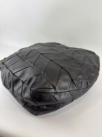 Quilted Chevron Hobo Bag Black Leather
