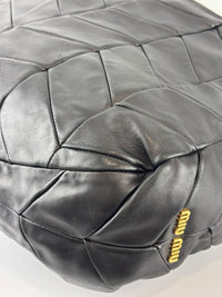 Quilted Chevron Hobo Bag Black Leather