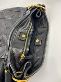 Quilted Chevron Hobo Bag Black Leather