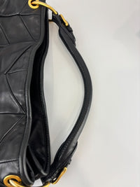 Quilted Chevron Hobo Bag Black Leather