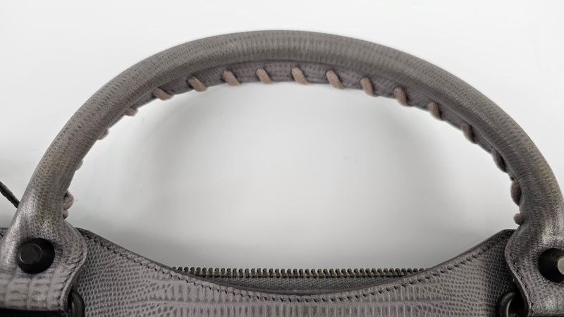 First in Grey Lizard Embossed Leather