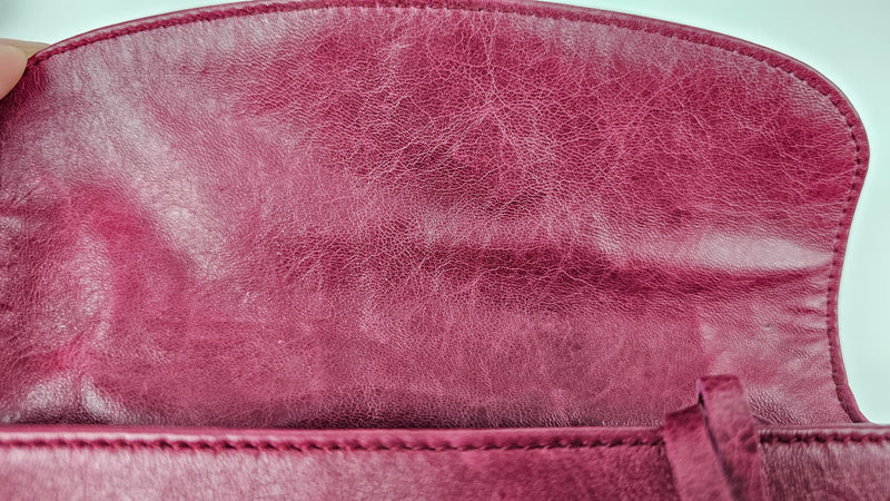 Maroon Lambskin Leather Motorcycle Giant Pouch S/S 2009 Collection